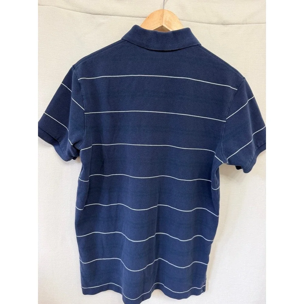 Polo Ralph Lauren Custom Fit Striped Polo Shirt Navy Blue Red Pony Large